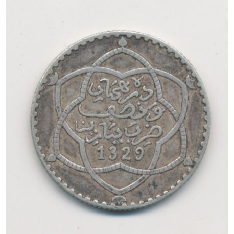 Maroc - 2 1/2 Dirhams - 1911 - Paris - Moulay Hafid I - argent