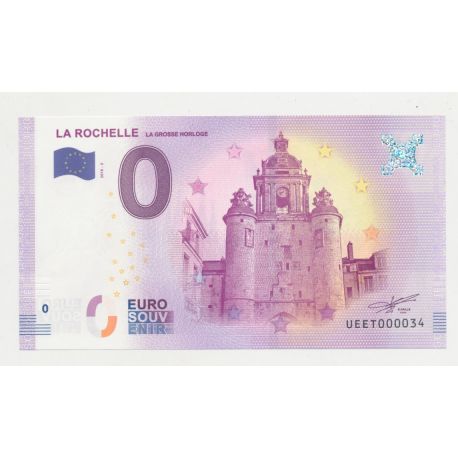 Billet Touristique O Euro - Grosse Horloge - 2018 - Numéro 000034