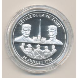 Médaille - Défilé de la victoire - 14 juillet 1919- 100e anniversaire de la grande guerre - argent 