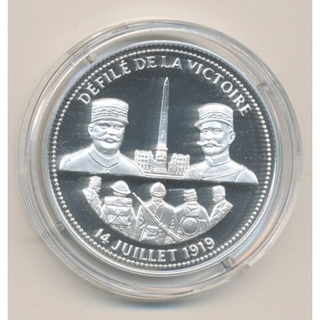 Médaille - Défilé de la victoire - 14 juillet 1919- 100e anniversaire de la grande guerre - argent 