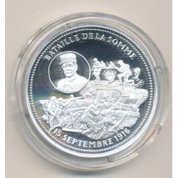 Médaille - Bataille de la Somme - 15 septembre 1916 - 100e anniversaire de la grande guerre - argent 