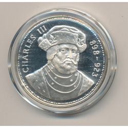 Médaille - Charles III - Les Rois de France - argent belle épreuve