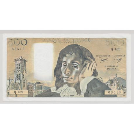 500 Francs Pascal - 1983 - manque encre noire - 63513 - Q.169