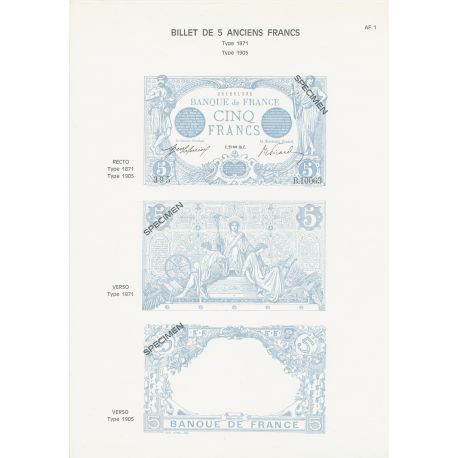 Planche - Billet 5 Francs Bleu - Type 1871