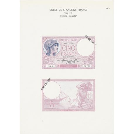 Planche - Billet 5 Francs Violet - Type 1917 - AF2