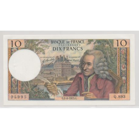 10 Francs Voltaire - 2.08.1973 - Q.893 - SPL