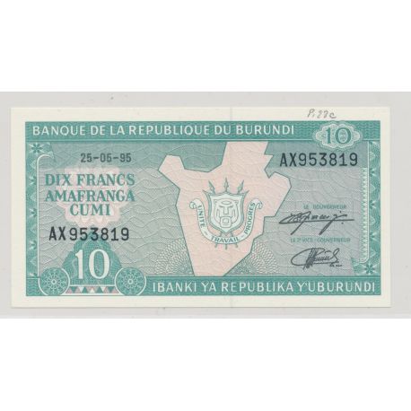 Burundi - 10 Francs - 25.05.1995 - NEUF