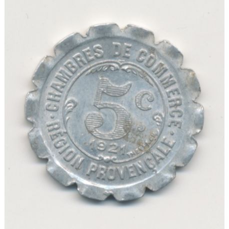 Région provencale - 5 centimes 1921 - chambre de commerce - alu