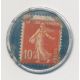 Timbre-monnaie - 10 Centimes rouge sur fond bleu - Galeries modernes