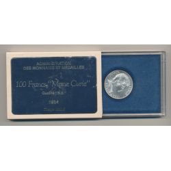 Coffret - 100 Francs Marie Curie - 1984 - argent Brillant universel