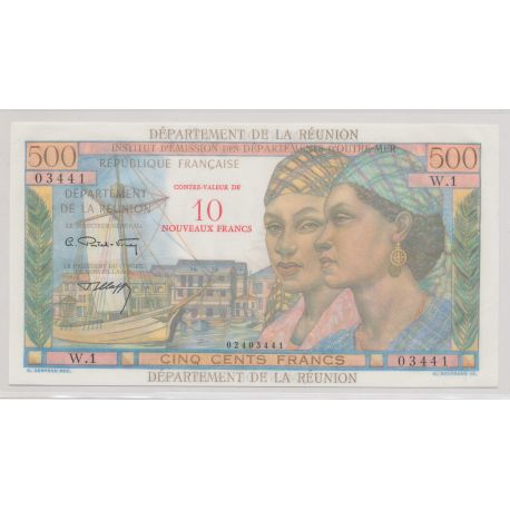 Billet - 10NF sur 500 Francs - Reunion