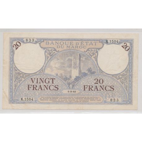 Billet - 20 Francs - 1.03.1945 - Maroc 