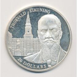 Libéria - 20 Dollars 2002 - Thorvald Stauning - argent BE