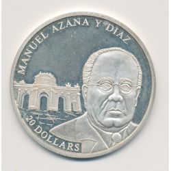 Libéria - 20 Dollars 2002 - Manuel azana y diaz - argent BE