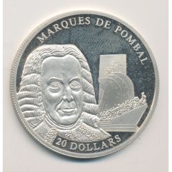 Libéria - 20 Dollars 2002 - Marques de pombal - argent BE