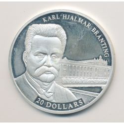 Libéria - 20 Dollars 2002 - Karl hjalmar branting - argent BE