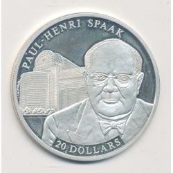 Libéria - 20 Dollars 2002 - Paul-henri Spaak - argent BE