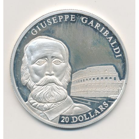 Libéria - 20 Dollars 2002 - Giuseppe Garibaldi - argent BE