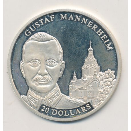 Libéria - 20 Dollars 2002 - Gustaf Mannerheim - argent BE