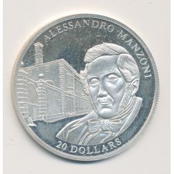 Libéria - 20 Dollars 2003 - Alessandro Manzoni - argent BE
