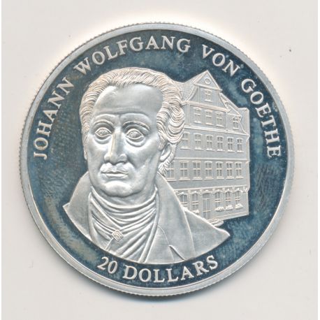 Libéria - 20 Dollars 2003 - Johann Wolfgang Von Goethe - argent BE