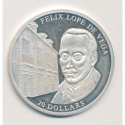 Libéria - 20 Dollars 2003 - Felix lope de vega - argent BE