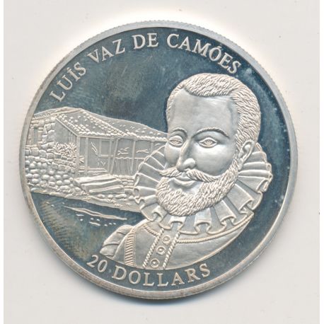 Libéria - 20 Dollars 2003 - Luis vaz de camoes - argent BE