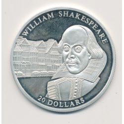 Libéria - 20 Dollars 2003 - William Shakespeare - argent BE