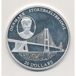 Libéria - 20 Dollars 2004 - Denmark/Storebaeltbridge - argent BE