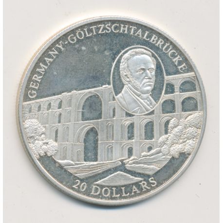Libéria - 20 Dollars 2004 - Germany/Goltzschtalbrucke - argent BE