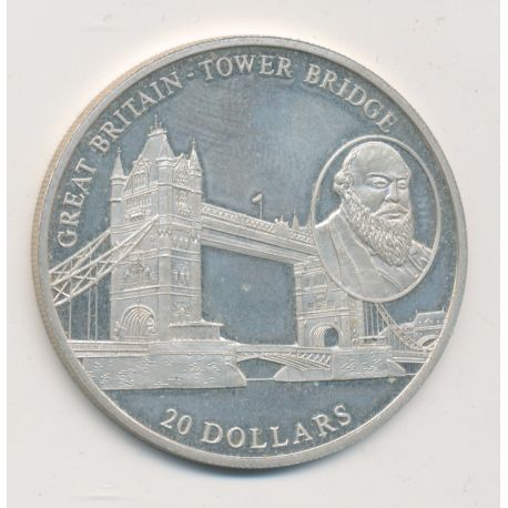Libéria - 20 Dollars 2004 - Great britain/Tower bridge - argent BE