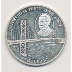 Libéria - 20 Dollars 2004 - Portugal/Ponte 25 de abril - argent BE