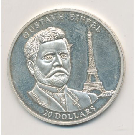 Libéria - 20 Dollars 2004 - Gustave Eiffel - argent BE