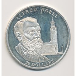 Libéria - 20 Dollars 2004 - Alfred Nobel - argent BE