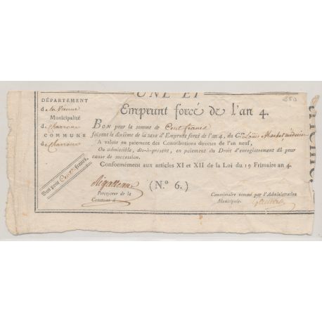 Emprunt - Bon pour 100 Francs - 10 Décembre 1795