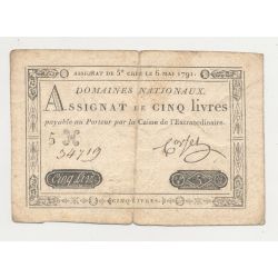 Assignat - 5 Livres - 6 Mai 1791