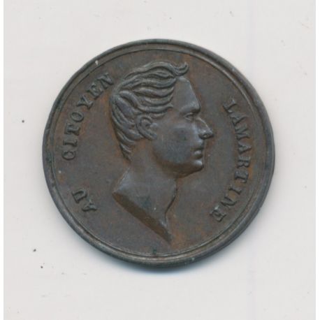 Médaille - Hommage à Lamartine - 1848 - 2e République - cuivre