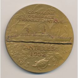 Médaille - Paquebot Antilles 1952 - Compagnie générale transatlantique - french line