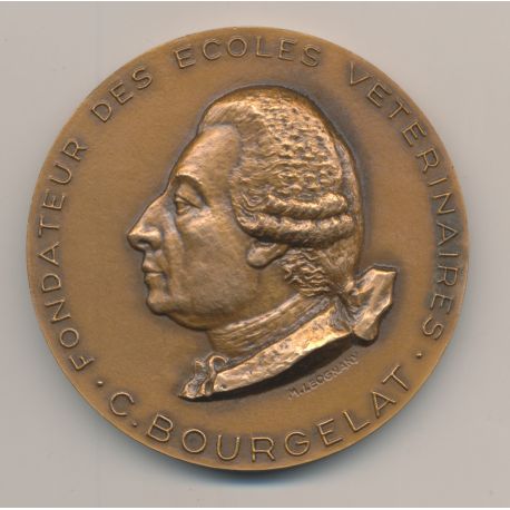 Médaille - Fondateur écoles vétérinaires - C.Bourgelat - bronze - 1967