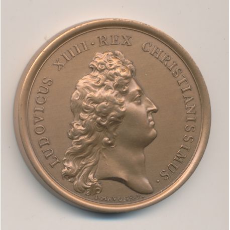 Médaille - Louis XIV - Navire de guerre 1670 - refrappe - bronze