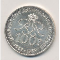Monaco - 100 Francs 1989 - argent - Rainier III 