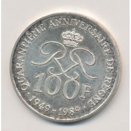 Monaco - 100 Francs 1989 - argent - Rainier III 