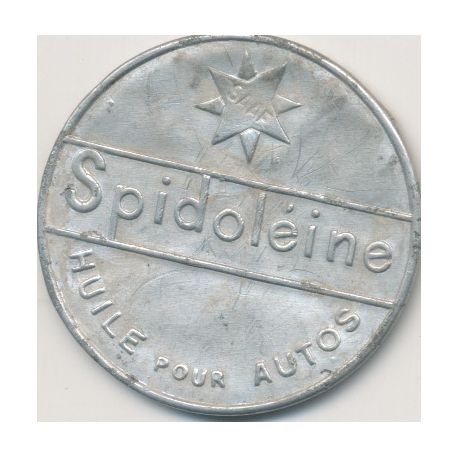 Timbre-monnaie - 10 Centimes rouge sur fond bleu Spidoleine
