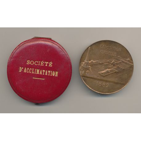 Médaille - Exposition Universelle - 1889 - avec écrin société d'acclimatation