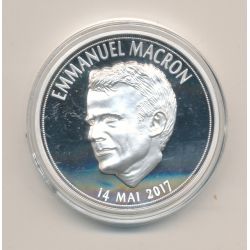 Médaille - Emmanuel Macron - Président de la République - portrait sur la gauche