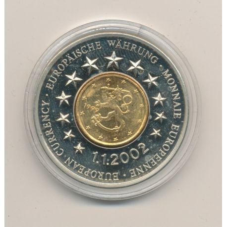 Médaille - 1 Cent Finlande - 1.01.2002 - maillechort
