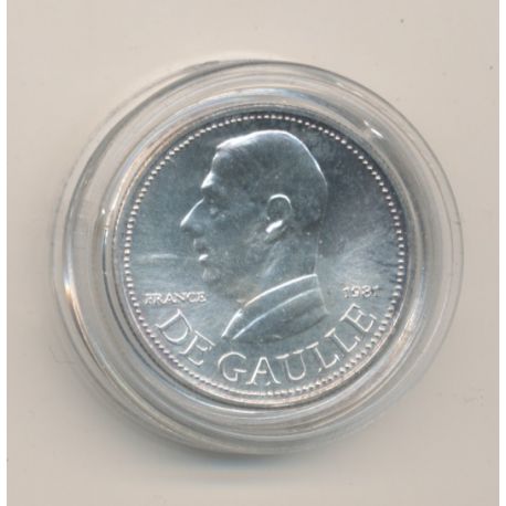 Médaille - Charles De Gaulle - portrait à gauche - argent - 1981 - 21mm - sans certificat