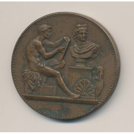 Médaille - Ville de paris - École de dessin - 2e année 2e accessit - 1910 - bronze