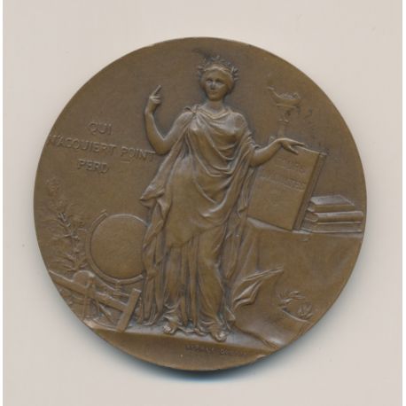 Médaille - Ville de paris - Cours d'adultes - 1907 - bronze