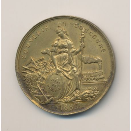 Médaille - Souvenir du concours - 1885 - Orfèvrerie - Moulins - laiton